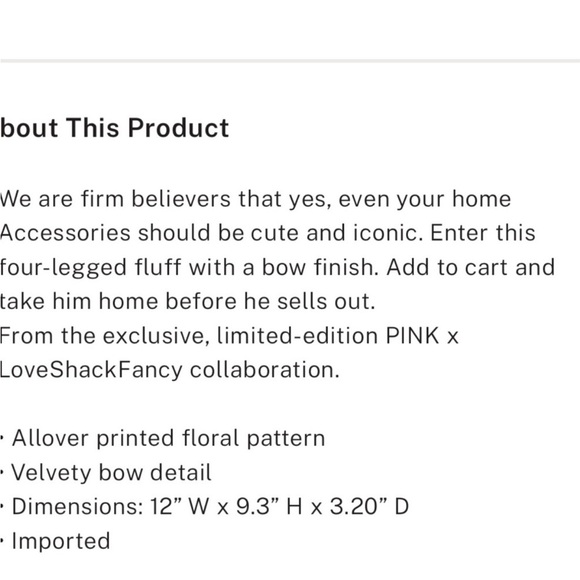 🔥NIB LoveShackFancy Pink Floral Plush Dog Black Friday Sale 🔥 - Picture 3 of 3
